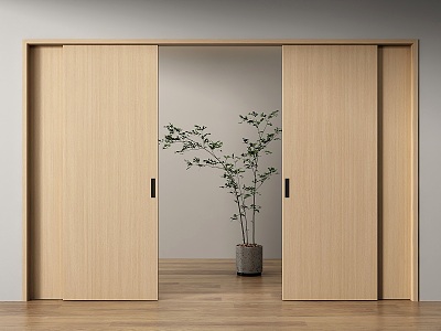 Modern Solid Wood Sliding Door Sliding Door Partition Door Study Door Balcony Door Invisible Door Sliding Door model