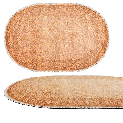 Round Carpet With Intricate Patterns And Warm Beige Color For Home Decor 3d model