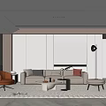 Modern Living Room Interior With Sofa Coffee Table Armchair Floor Lamp And Area Rug