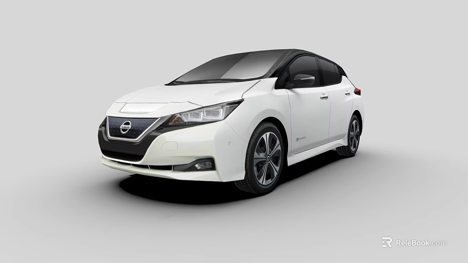 Nissan Leaf White Electric Car With Sleek Exterior Design And Alloy Wheels 3d model 
