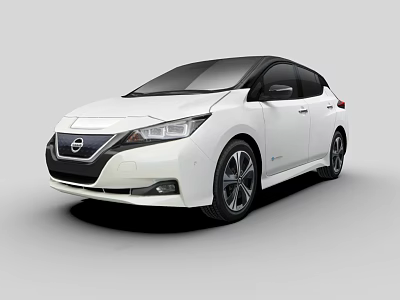 Nissan Leaf White Electric Car With Sleek Exterior Design And Alloy Wheels 3d model
