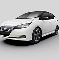 Nissan Leaf White Electric Car With Sleek Exterior Design And Alloy Wheels