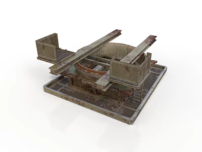 Industrial Scene Component With Rustic Metal Frame Platform And Circular Structure 3d model