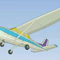 Small Passenger Plane With Propeller Blue And White Exterior And Purple Tail