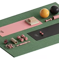 Yoga Studio With Green Pink Black Mats Yoga Balls Dumbbells And Foam Rollers