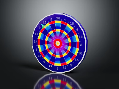 High Quality Dartboard With Colorful Concentric Circles Numbered Segments And Clear Reflection 3d model