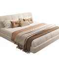 Modern Upholstered Kids Bed With Cozy Pillows Striped Bedspread And Tassel Detail