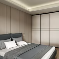 Modern Wardrobe With Sliding Doors In Neutral Tones For Bedroom Interior