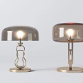 Modern Stylish Table Lamps With Glass Shades And Metal Bases Illuminated