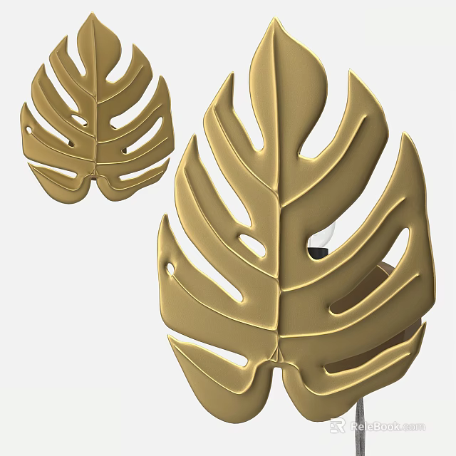 Gold Monstera Leaf Shaped Modern Wall Lamps For Home Interior Decor 3d model 