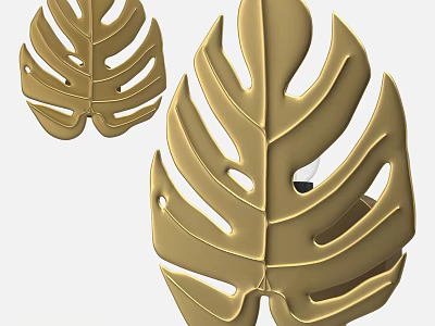 Gold Monstera Leaf Shaped Modern Wall Lamps For Home Interior Decor 3d model