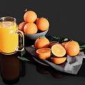 Modern Orange Restaurant Ornaments Real Fruit Juice Orange 3d model