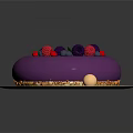 Purple Ring Cake Topped With Fresh Berries And Golden Layered Base