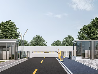 Modern security box, sentry box, gate, guard room, access machine, guard 3d model