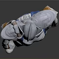 3D Model Of Mythical Character In Silver Armor With Blue Cape And Horned Helmet