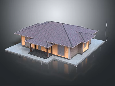 Single Family Detached House With Gray Shingled Roof Wooden Siding And Front Porch Design 3d model