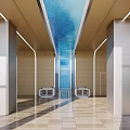 Modern Hotel Lobby Interior With Glass Skylight High Ceiling And Polished Tile Flooring
