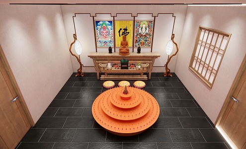 Indoor Buddha Hall 3d model