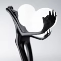 Abstract Human Shaped Floor Lamp With Black Frame And White Globe Shades