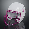 White Football Helmet With Pink Facemask And Stylish Side Logo Detail Design