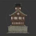 Traditional Chinese Architecture Three Story Wooden Structure With Pagoda Style Roof And Ornate Windows