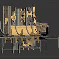 Intricate Scene Structure With Wooden Frames Stone Elements And Decorative Accents
