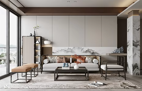 New Chinese Living Room Home Living Room 3d model