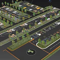 Well-planned Urban Road Facilities With Standard Parking Spaces And Reasonable Green Landscape Layout