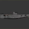 Vintage Style Submarine Featuring Wooden Deck White Hull Railing And Antenna