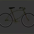 Vintage Classic Bicycle with Brown Leather Seat Golden Frame Black Tires and Headlight