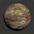 Vibrant Undulating Terrain On Sphere Surface With Red Green Pink Textured Patterns