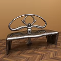 Modern Artistic Public Chair With Curved Metal Structure And Sculptural Backrest