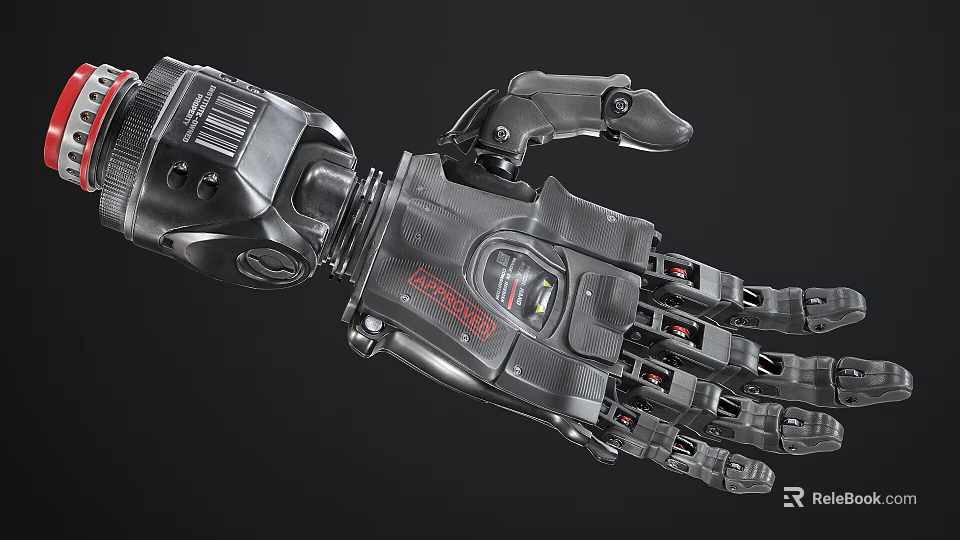 Automotive Robotic Arm With Carbon Fiber Structure And Red Revive Logo 3d model 
