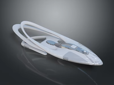 Futuristic White Streamlined Personal Mobility Device With Curved Structure And Metallic Details 3d model