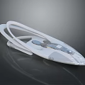 Futuristic White Streamlined Personal Mobility Device With Curved Structure And Metallic Details