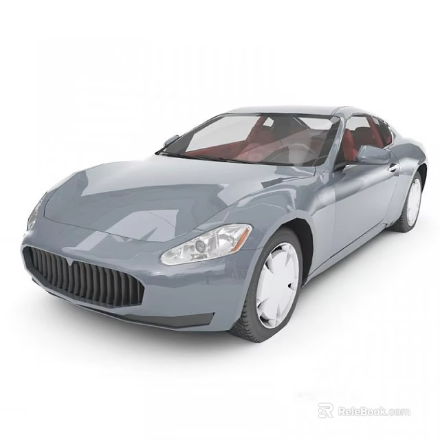 Sleek Gray Luxury Sports Car With Aerodynamic Design Red Leather Interior And Alloy Wheels 3d model 