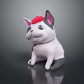 Cute Cartoon French Bulldog with Red Head and Gray White Body Sitting on Black Background