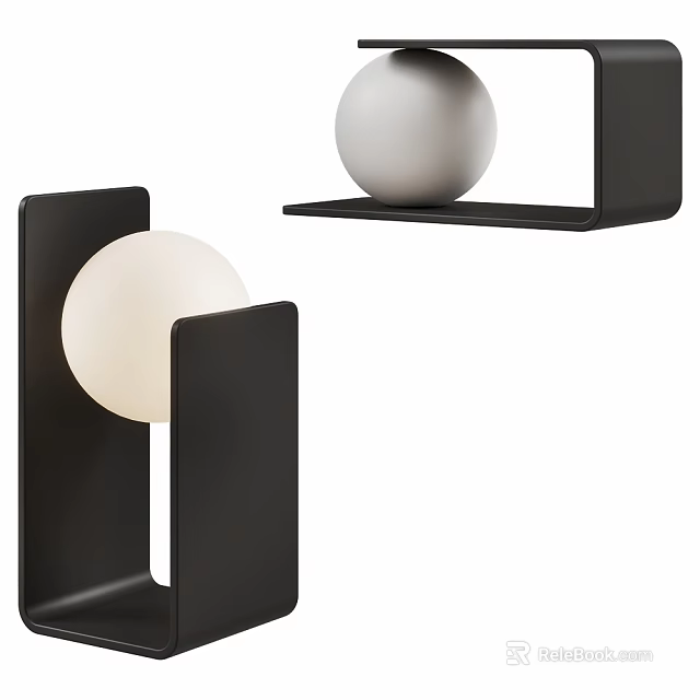 Modern Minimalist Table Lamp With Black Frame And White Sphere Design 3d model