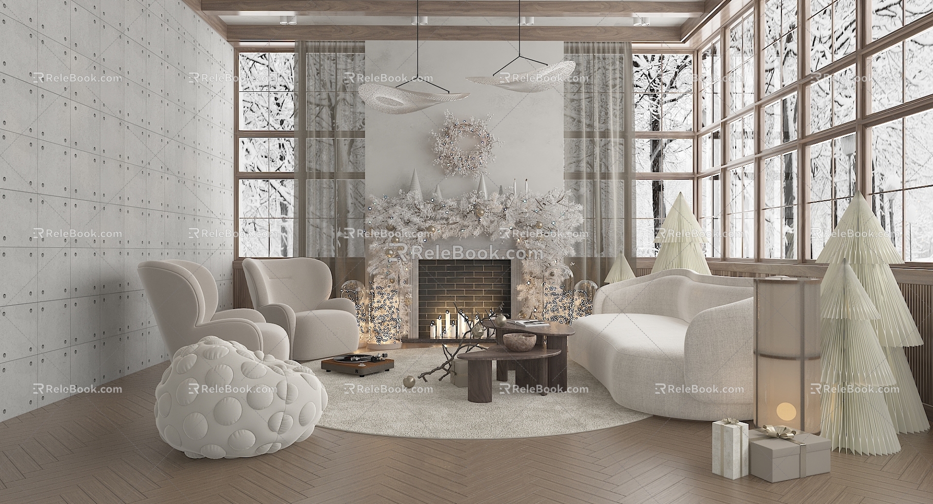 Modern Living Room Ice and Snow Festival Living Room 3d model