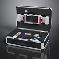 Black Hard Shell Equipment Case Open with Red and White Tools Inside Organized Compartments 3d model