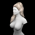 Game Film Character 3D Model Featuring Long Blond Wavy Hair And Upper Body