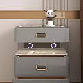 Modern Gray Nightstand with Glass Top and Drawers for Bedside Storage