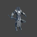 Futuristic Armored Character Design With Glowing Orb Axe And Dark Silver Armor