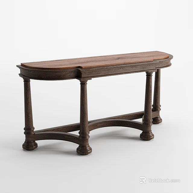 Classic Wooden Console Table Design With Carved Legs And Traditional Style 3d model 