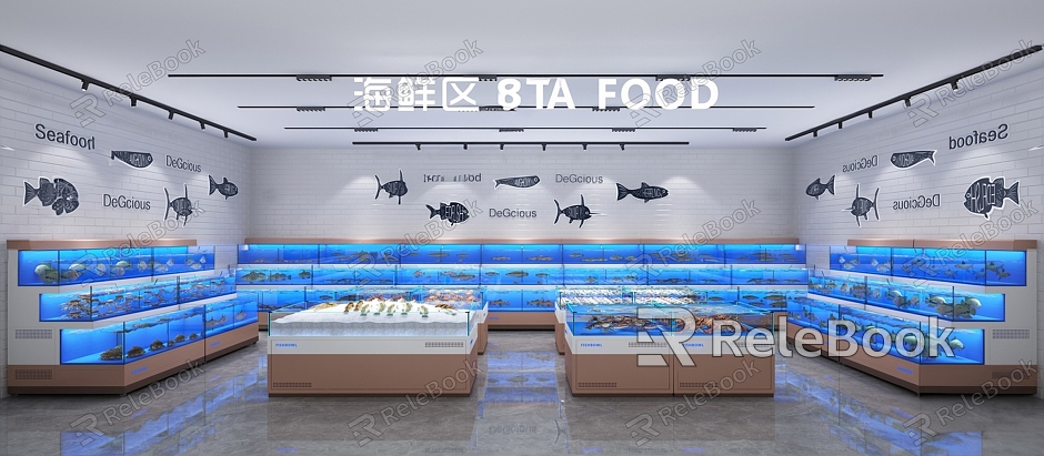 Modern Seafood Area Supermarket Aquatic Seafood Area model