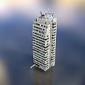 Tall Modern High Rise Building With Glass Windows And Rooftop Antenna