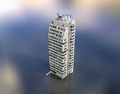 Modern Architecture, Urban Architecture, Architectural Appearance, Old Building, Old Building, Broken Building, Residential Building, Residential Area, Building Body, Roof Facilities, Antenna 3d model