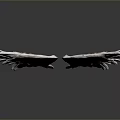 Realistic Mythical Creature Wings With White Brown Feathers And Reflective Surface 3d model