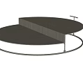 Modern Two-Tier Circular Coffee Table With Dark Surface And Metal Frame Design 3d model