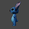 Cute Blue Animated Game Movie Character Stitch With Big Ears Standing